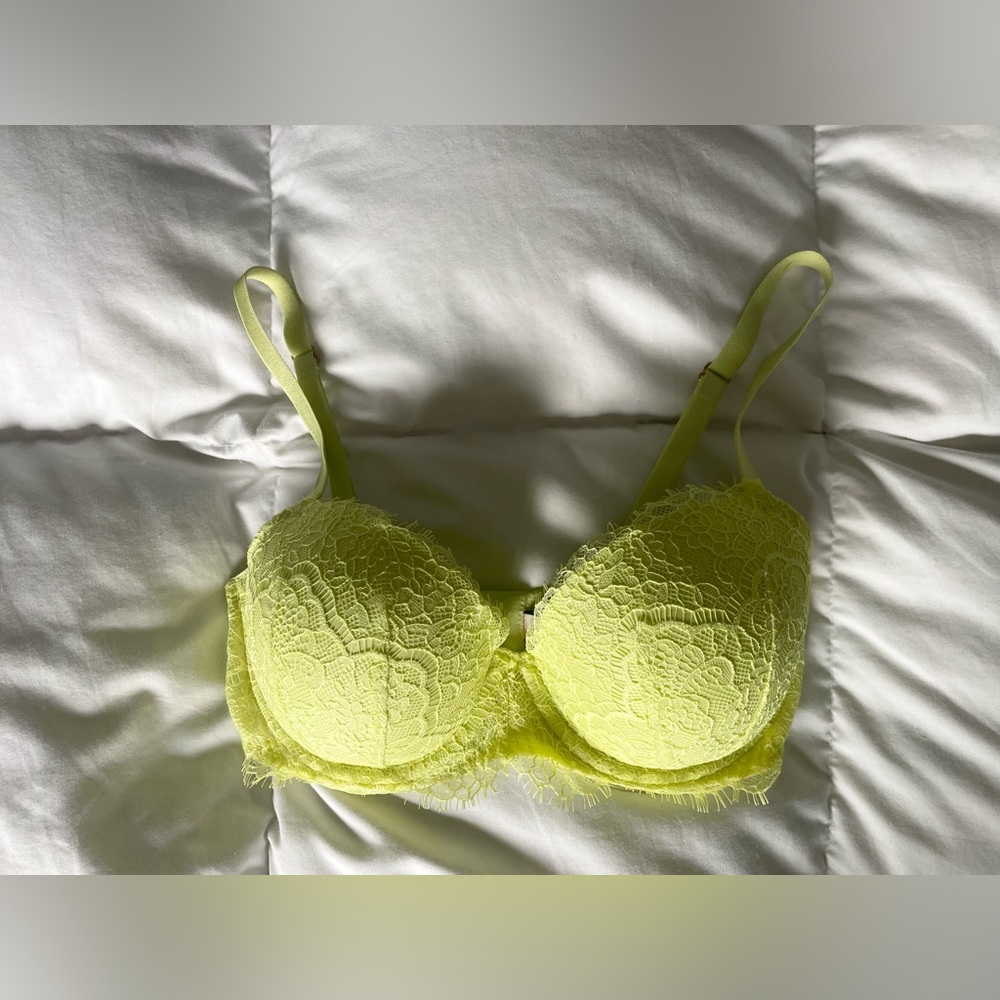 VS Dream Angels Lined Demi Bra, Neon Yellow, 32DD